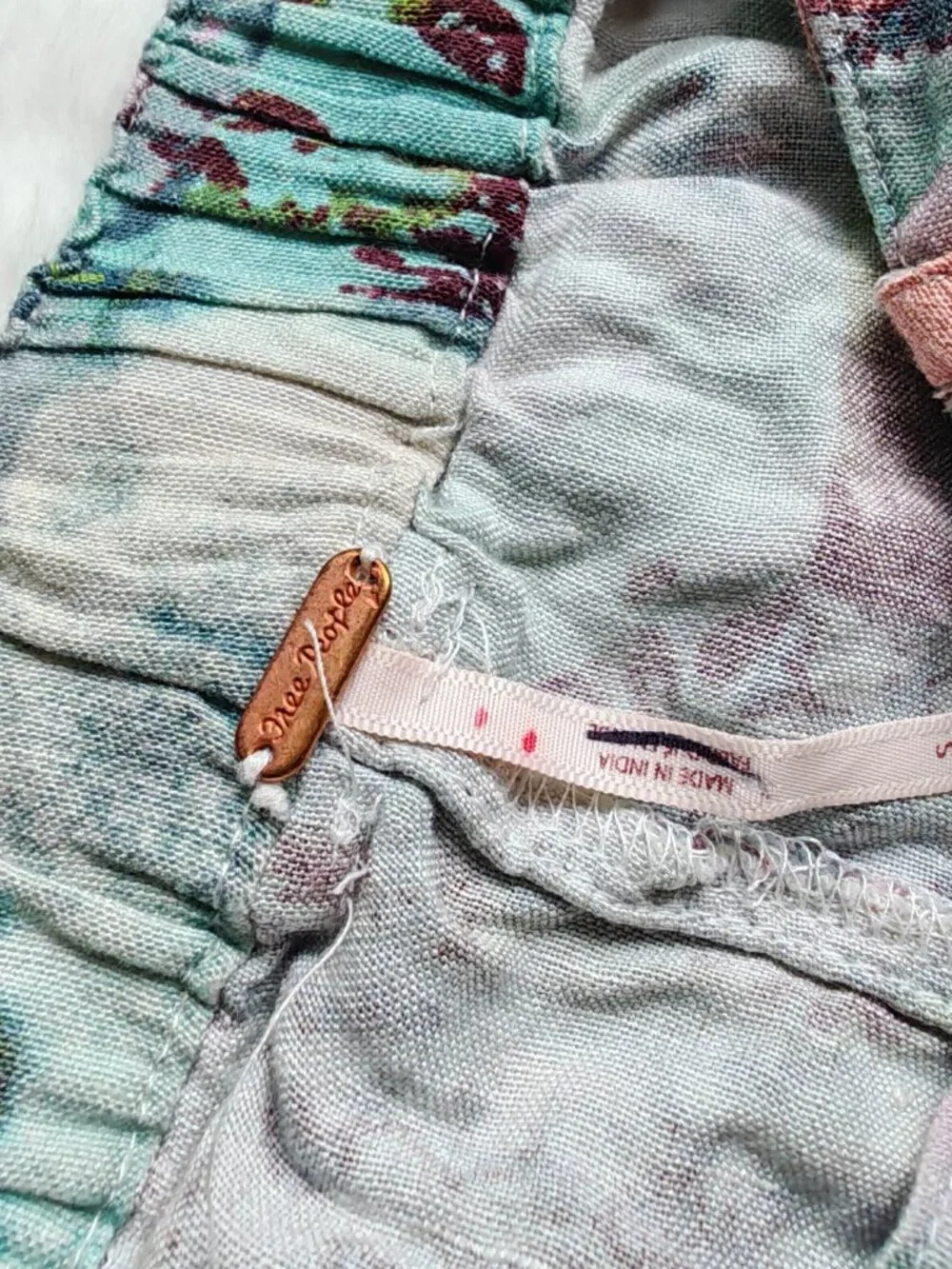 Free People 3 Piece Patchwork Linen Blend Set S Boho Kimono Shorts Bralette Fest